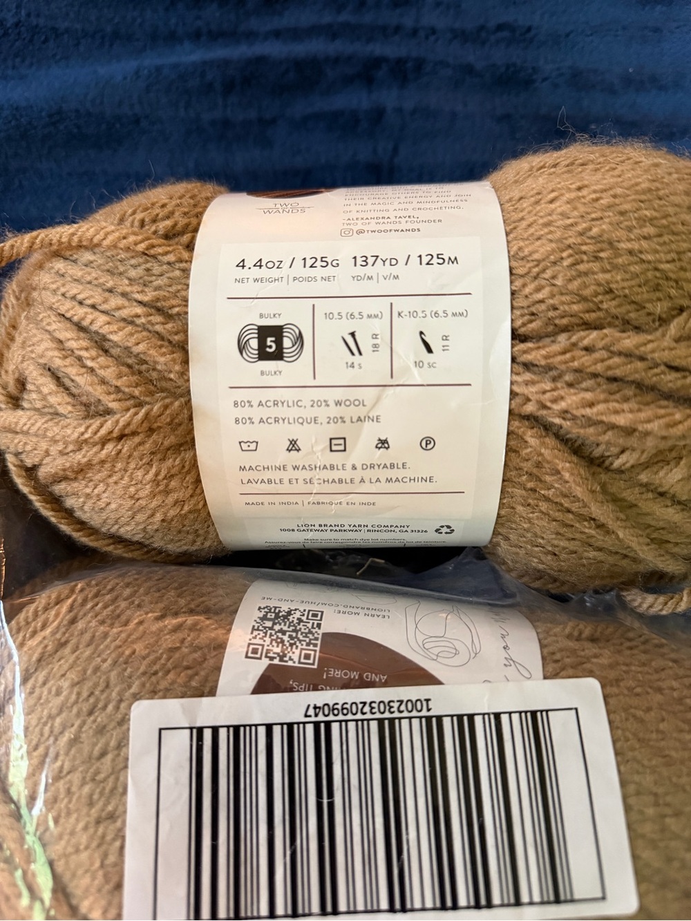 Hue + Me Cream Brown Yarn Bundle by Lion Brand - Soft Tan Crochet & Knit Skeins - Picture 2 of 3